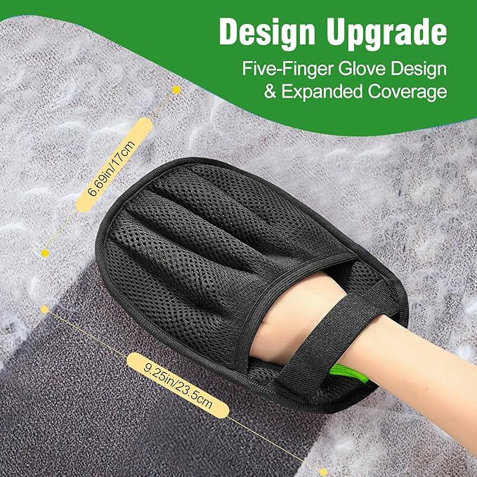 Pet Hair Removal Glove for Cats and Dogs,2Pcs Upgraded Five-Finger Design, Reusable Electrostatic Magic Brush Tool for Laundry, Couch, Carpet, Car Seat