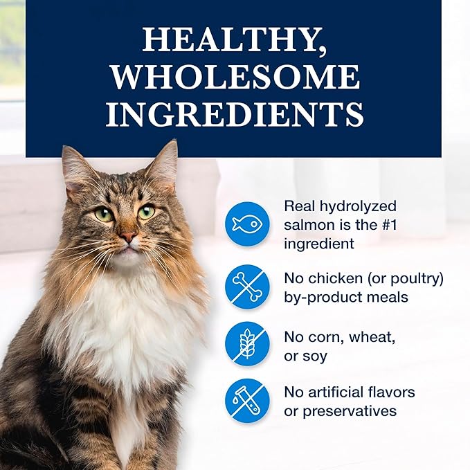 Blue Buffalo Natural Veterinary Diet HF Hydrolyzed for Food Intolerance Dry Cat Food, Veterinarian Prescription Required, Salmon, 7-lb. Bag