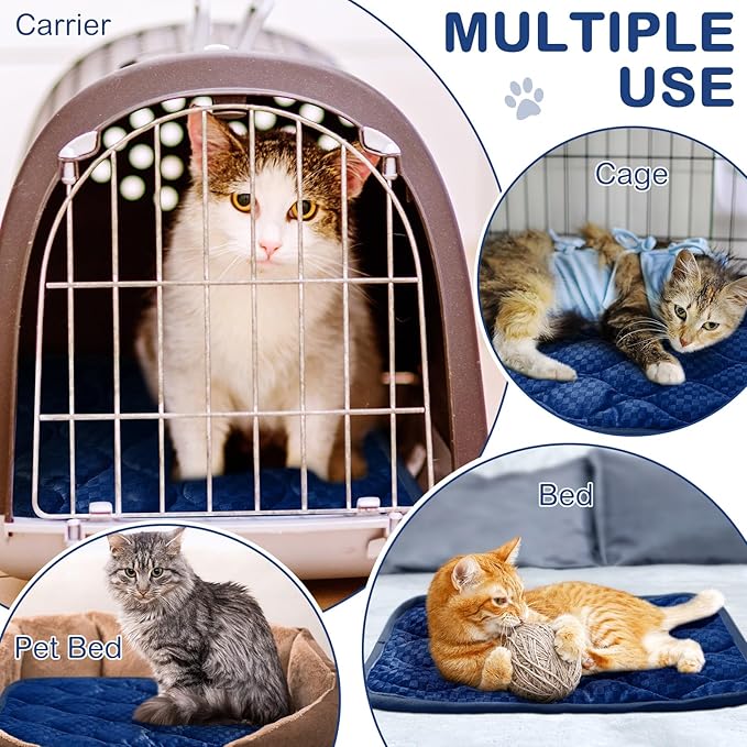 Tujoe 4 Pack Self Warming Cat Mat Self Heating Cat Pad Warm Thermal Pet Bed Washable Dog Crate Pad Body Heat Dog Bed Mat Blanket Non Slip Bottom for Outdoor Indoor Pets