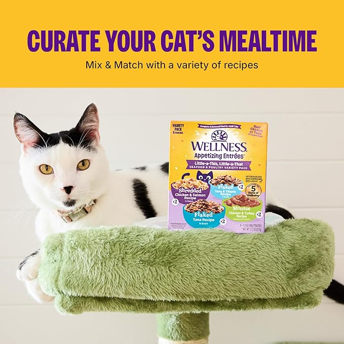 Wellness Appetizing Entrées Mousse Kitten Wet Cat Food, Natural, Protein Rich, Grain Free, Chicken and Lamb Recipe, 1.4 oz, Pack of 8 Pouches