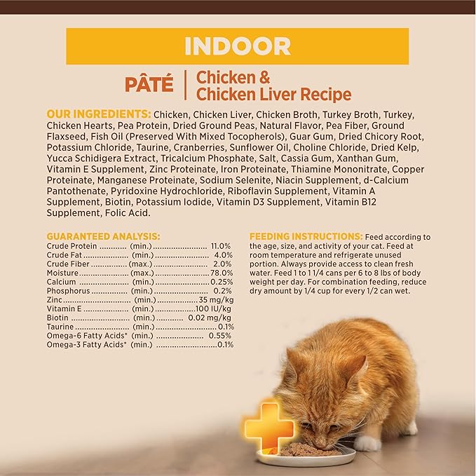 Wellness CORE+ Pate Adult Canned Wet Cat Food for Indoor Cats, Natural, Protein Rich, Grain Free, Chicken Recipe, 5.5 oz, Pack of 12 Cans