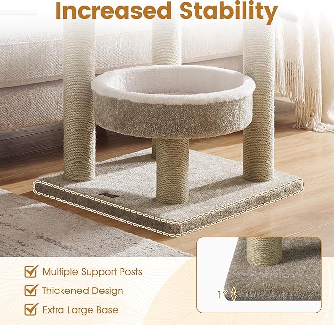 PETSITE 36-inch Modern Cat Tree, Multi-Level Cat Tower with Scratching Posts, 2 Comfy Cat Beds, Interactive Hanging Ball, and Spring Toy, Ideal for Indoor Cats and Kittens
