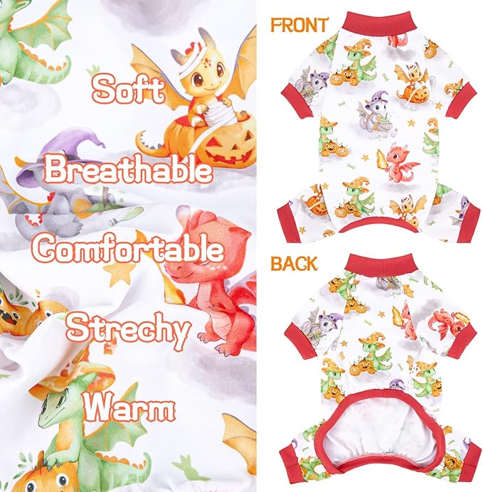 XPUDAC Halloween Dog Pajamas Funny Halloween Costumes for Doggy Comfy Pet Pjs for Small Medium Dogs Boy Girl Puppy Outfits Cat Apparel, 2XL