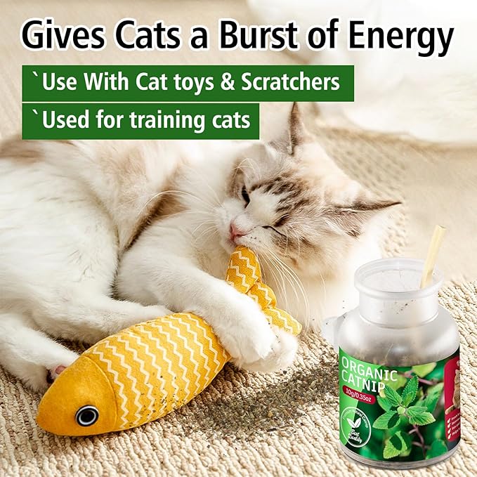 Organic Cat’s Cat nip Natural Dried Catnips Treat Used to Supplement Kitten Interactive Toys Great for Training Redirecting Bad Behaviors