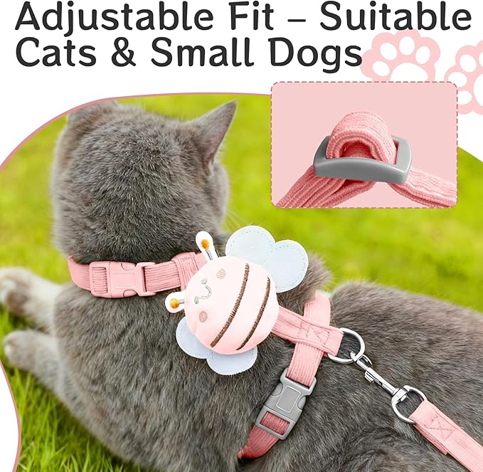 Cat Harness and Leash Set - Escape Proof Adjustable Soft Vest for Cats, Breathable Comfortable Kitten Harness for Outdoor Walking and Travel