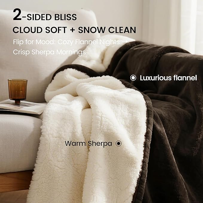 gogobunny Waterproof Bed Blanket, Reversible Sherpa Fleece Throw Blanket for Dog Puppy Cat, Furniture Cover Protects Bed Couch Sofa from Liquid Pee and Pet Fur (Dark Brown, 90x90 inches)