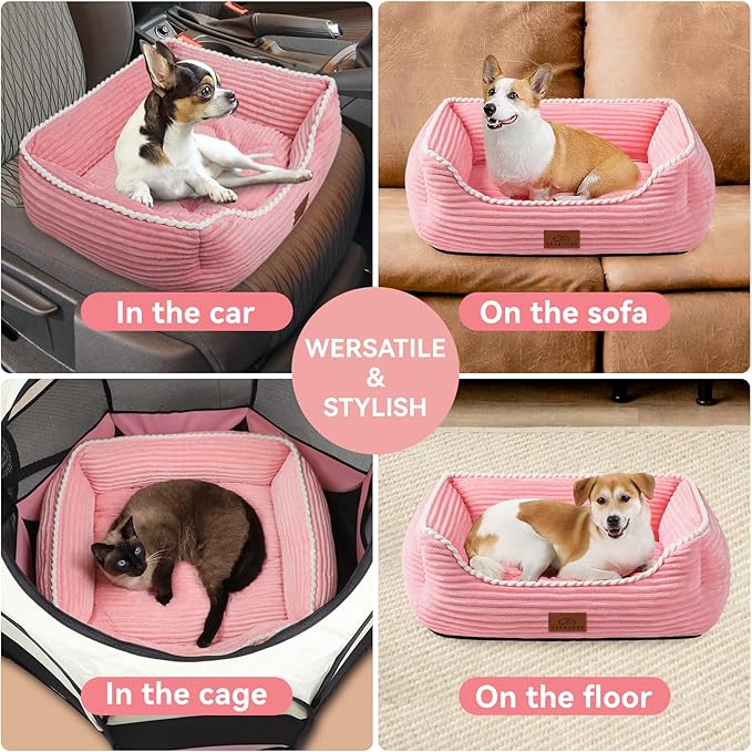 Zerbuger Orthopedic Dog Bed for Medium Dogs,Dog Sofa Beds Supportive Foam Pet Couch Bed with Removable Washable Mat and Nonskid Bottom (Medium, Pink)