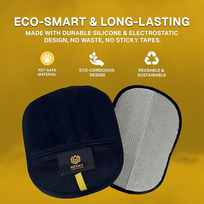 Pet Hair Removal Glove for Cats & Dogs, Hair Remover Mitt, Reusable Mesh Cleaning Glove with Five Finger Design for De-Shedding, Easy Cleaning, Clothing, Couch, Carpet & Car Seat