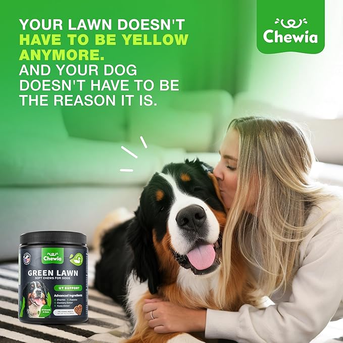 Grass Burn Spot Chews for Dogs - Urine Neutralizer for Lawn - Pee Lawn Spot Saver Caused by Urine - Probiotics, Enzymes & Multivitamins - Grass Saver Soft Treats for Canine Digestive and UTI Support