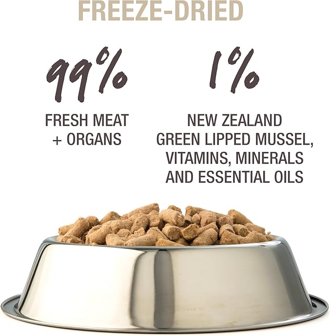 Feline Natural High Protein Dry Cat Food, Freeze-Dried Diet with 98% Meat, Organs & Seafood, No Peas, Grains, or Artificial Additives, Made in New Zealand, Chicken & Lamb, 11oz