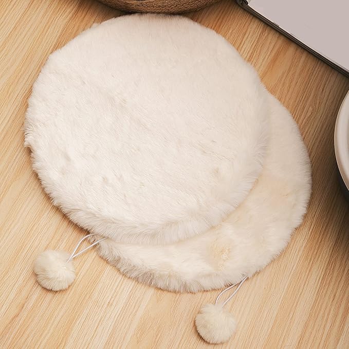 SHENGOCASE 2-Pack 16" Round Faux Rabbit Fur Cat Dog Bed Cushion Pad Mat, Cat Tree Tower Replacement Cushion Pad for Window Perch Carrier House Cage Crate Kennel Furniture