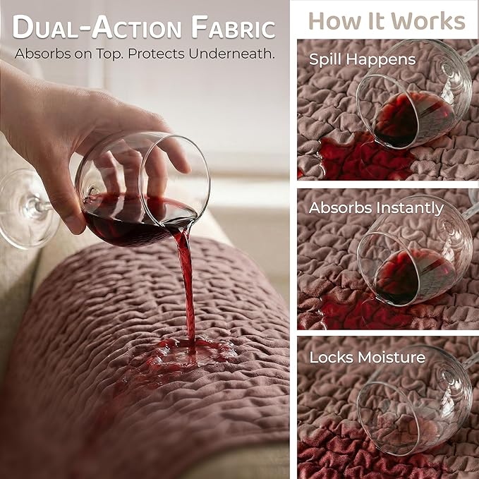 PAULATO BY GA.I.CO. Waterproof Blanket – 24x67” Changing Absorbent Pad for Incontinence – Machine Washable Stain-Resistant Protector for Couch Sofa or Bed – Reusable Waterproof Cover - Marsala