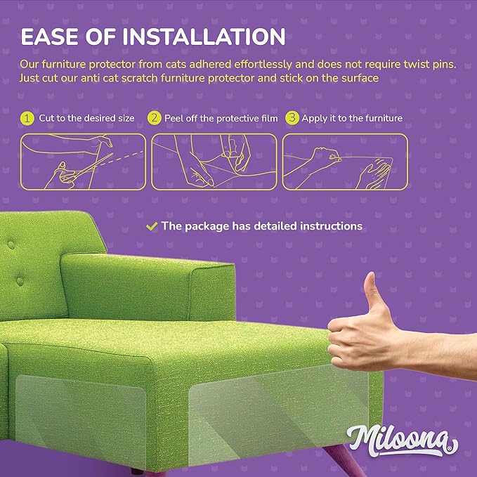 Anti Cat Scratch Furniture Protector 4 Sheets- Couch Covers for Cats- Cat Scratch Deterrent for Furniture- Couch Scratch Protector from Cats- Anti Scratch Furniture Protector