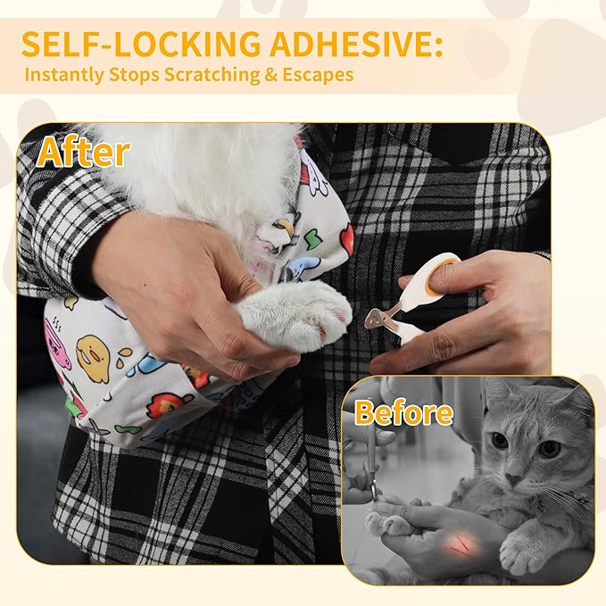 Cat Wrap, Soft and Comfortable Cat Wrap for Cutting Nails, Multifunctional Grooming Wrap for Stress-Free Nail Trimming, Yellow S-17.7inch (Within 5lbs)