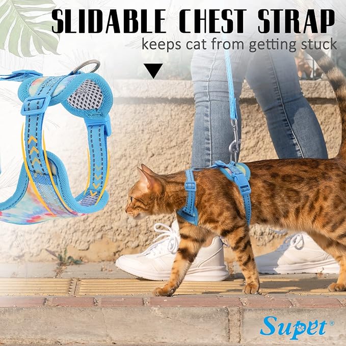 Supet Cat Harness and Leash Escape Proof for Walking, Black Plaid Cat Vest Harness and Leash Set for Large and Small Kittens Dogs