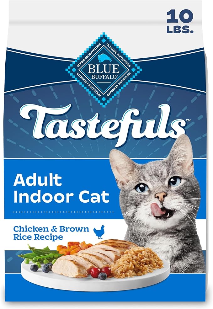 Blue Buffalo Blue Tastefuls Natural Adult Indoor Cat Chicken & Brown Rice Recipe Food for Cats 10 lb
