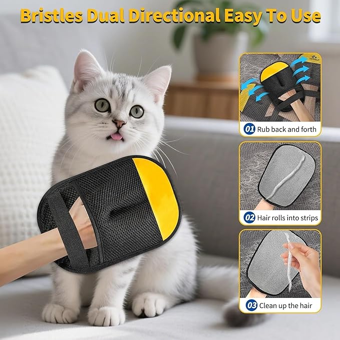 Pet Hair Removal Glove for Dogs & Cats, Newly Upgraded Reusable Electrostatic Pet Hair Glove, Magic Brush Pet Hair Remover Tool for Clothing, Couch, Carpet, Car Seats