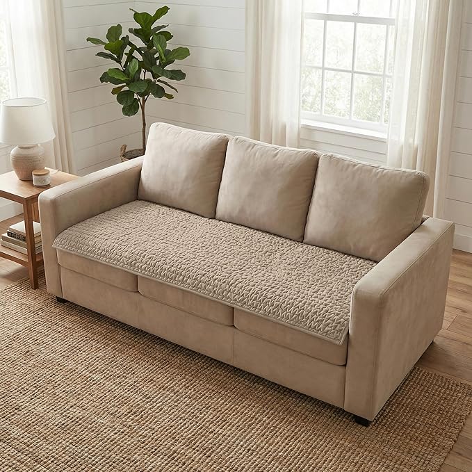 PAULATO BY GA.I.CO. Waterproof Blanket – 24x67” Changing Absorbent Pad for Incontinence – Machine Washable Stain-Resistant Protector for Couch Sofa or Bed – Reusable Waterproof Cover - Macadamia