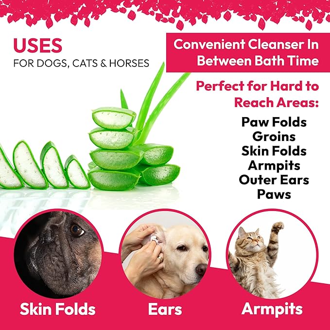 Pet Wipes with Chlorhexidianes Wipes for Dogs & Cats - Chlorhexidianes Wipes for Dogs, Cats and Horses (Made in U.S.A) 100ct (Ketoconazole & Chlorhexidine Wipes, 100 Count)