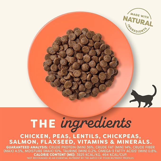 Applaws Complete Dry Cat Food, Grain-Free, Limited Ingredient with Added Vitamins & Minerals, Protein, Supports Digestion, Chicken & Salmon (4 Pound Bag)