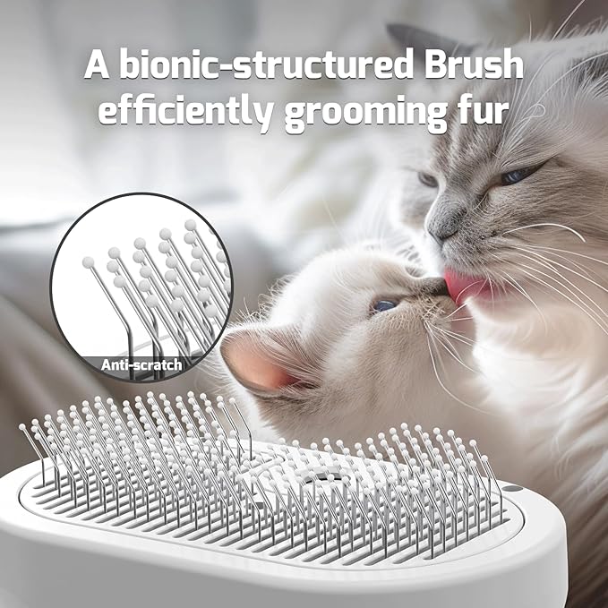 Pecait Cat Steam Brush for Shedding, 3 In 1 Steam Cat Brush Self Cleaning, Dog Brush for Long and Short Hair Dogs and Cats, Pet Grooming Comb Remove Tangled Loose Hair, Type-C Fast Charging (White)