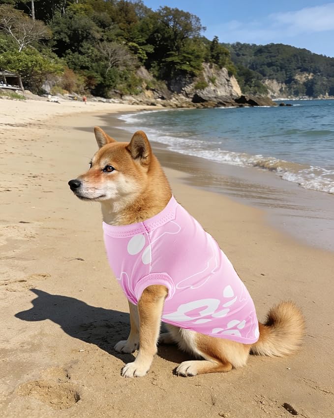 PET SHOW 4 Pack Summer Dog Shirts for Small Dogs Girl UPF 50+ UV Sun Protection Cooling Clothes Tank Top Floral Puppy T-Shirts Pet Holiday Party Sleeveless Vest Pink(Medium)
