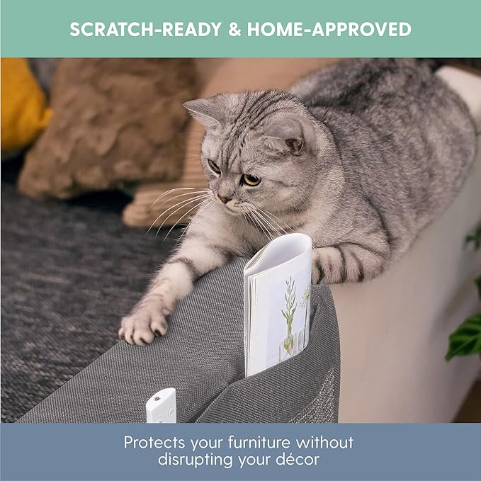 The Cat Ladies Cat Scratch Furniture Protector Mat - Couch Protector from Claws - Anti Scratch Furniture Protectors from Cats Scratching - Sisal Scratcher Pad with Pocket - Grey