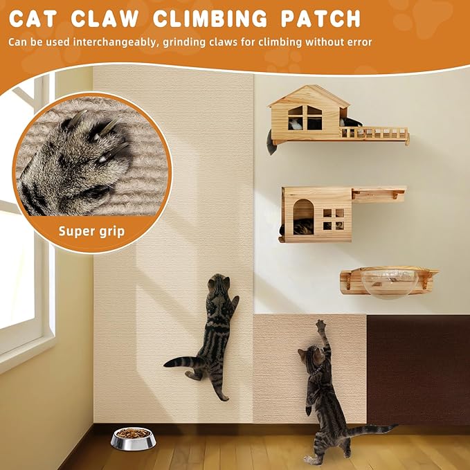2pack Cat Scratch Couch Furniture and Wall Protector | Adhesive Cat Scratch Pad for Covering Cat Tower, DIY Climbing Cat Scratcher Couch Protector from Cat Claws Scratching (Off-White)