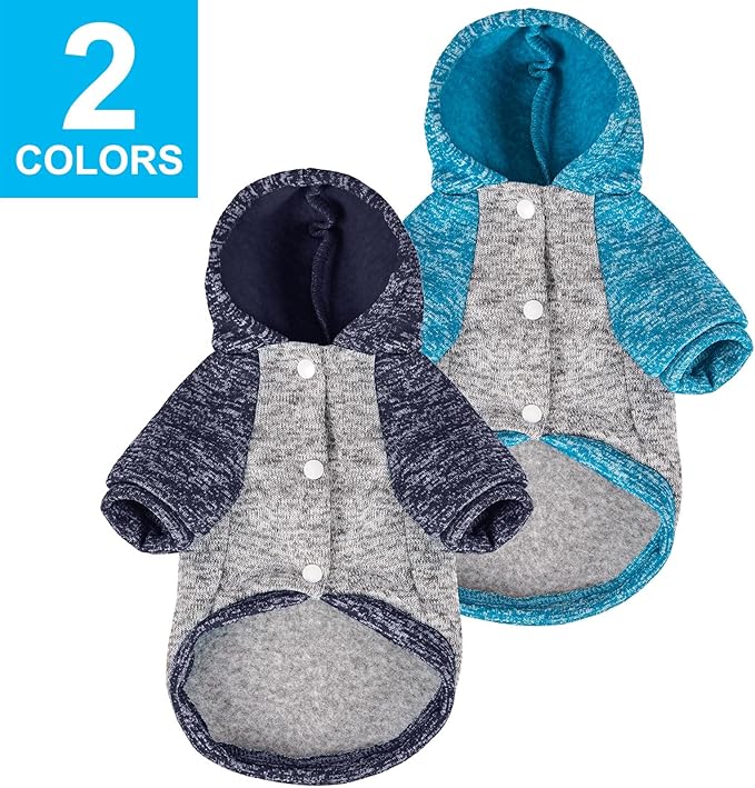 Dog Sweater, Dog Sweaters for Small Dogs, 2, 3 Pack Warm Soft Pet Clothes for Puppy, Medium Large Cat, Dogs Girl or Boy, Dog Shirt for Winter Christmas (Hoodie Grey,Navy+Grey,Blue, X-Small)