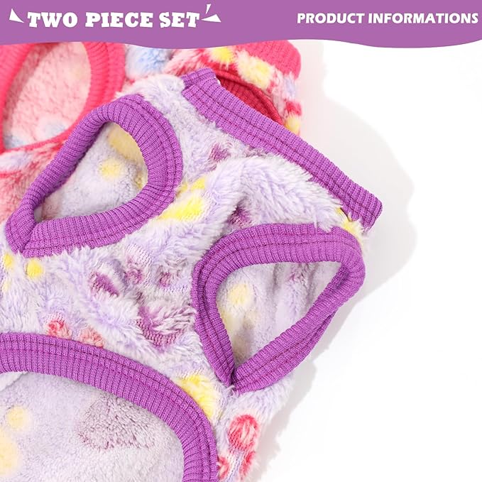 2 Pack Dog Sweaters for Small Dogs Girl Boy Winter Fleece Dogs Clothes Cute Warm Puppy Sweater Chihuahua Teacup Dog Clothes Pet Outfit Pink Blue (Purple, Small(for 6.5-8lb)