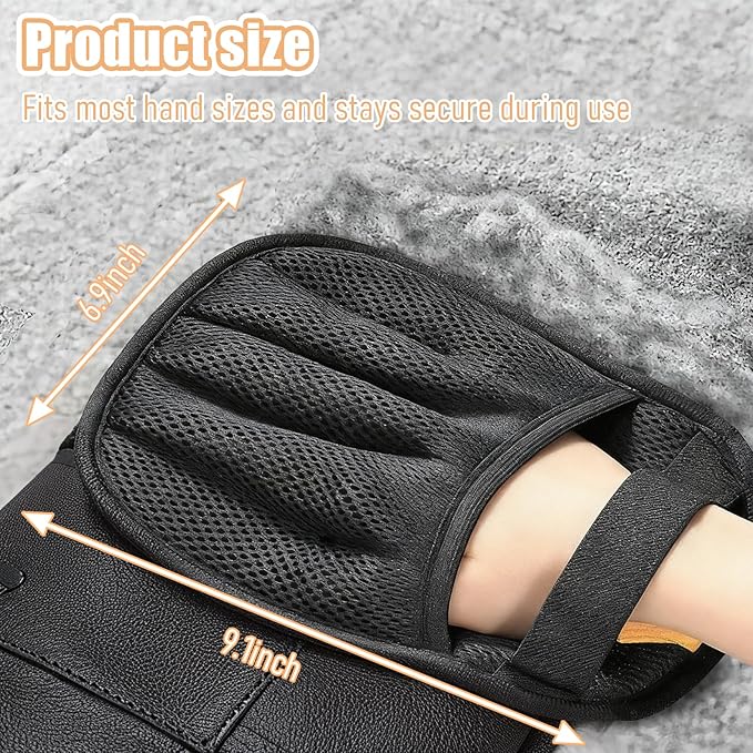 Bestac Pet Hair Remover Glove - 6.9×9.1 Inch, Velvet & Breathable Mesh Efficient Hair Removal & Gentle Massage Ideal for Cats/Dogs Sofa/Carpet/Home Cleaning (Black)