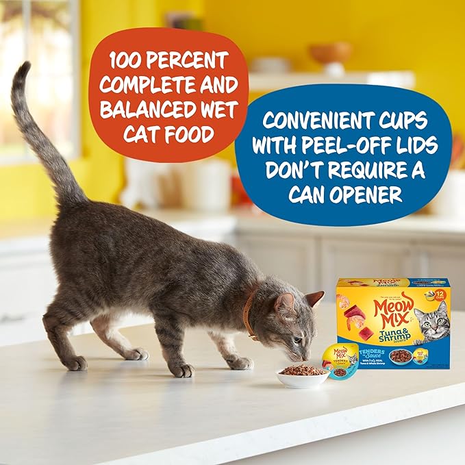 Meow Mix Tender Favorites With Real Tuna & Whole Shrimp in Sauce