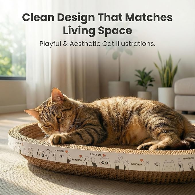 3Pack Extra Large Versatile Cardboard cat Scratcher & Lounger bed, High-Density cat Scratch Pads for Indoor Cats Grinding Claws, Ergonomical curved Cat Scratching Board, Couch Protector from Cat Claws