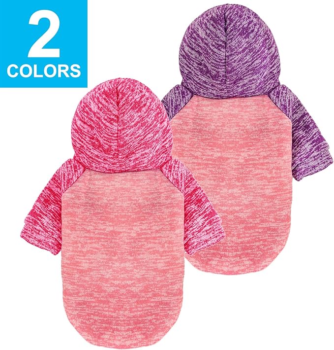 Dog Sweater, Dog Sweaters for Small Dogs, 2, 3 Pack Warm Soft Pet Clothes for Puppy, Medium Large Cat, Dogs Girl or Boy, Dog Shirt for Winter Christmas (Hoodie Pink,Purple+Pink,Rose, X-Small)