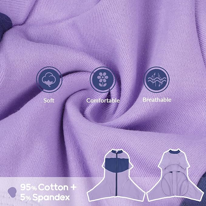 QBLEEV Cat Clothes, Soft Cat Sweaters for Cats Only, Kitten Surgery Recovery Suit Onesie Pajamas, Four Legs Cats Shirts Apparel Clothing for Hair Loss Prevention, Purple, XS