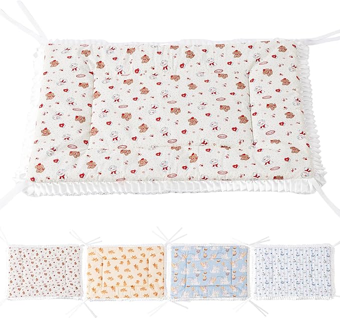 Reversible Silent Cat Bed Self Warming Pet Pad Thin Style Mat Washable Cushion Pad, Pad for Window Perch Outdoor Cat Houses, for Cats, Small Dogs, Rabbits, Non Electric,(Red Puppy,L)