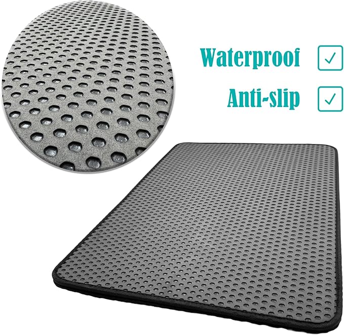 HTTMT- (25.6x22 inch) Pet Supplies Cats Litter & Housebreaking 65X55 Black Cat litter Mat Double Layer Pad Trapper Folding Pad EVA Foam Rubber