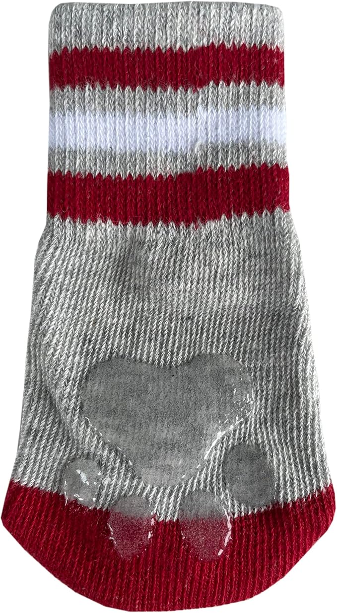 NCAA Alabama Crimson Tide Anti Slip Dog Socks with Elastic Ribbed Top, Size X-Small/Small. Indoor/Outdoor Socks, Best Dog Paw Protector, 2 Pairs of Pet Socks with Your Favorite Collegiate Sports Team