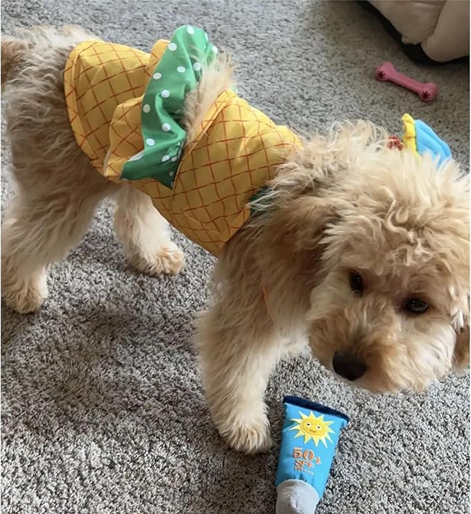 Funny Dog Swimwear Bikini Summer Dog Clothes Beach Swimsuit Puppy Bathing Suit Puppy Vest Cooling Pet Shirt for Small Dogs, Cat Apparel (X-Large, Yellow Pineapple)