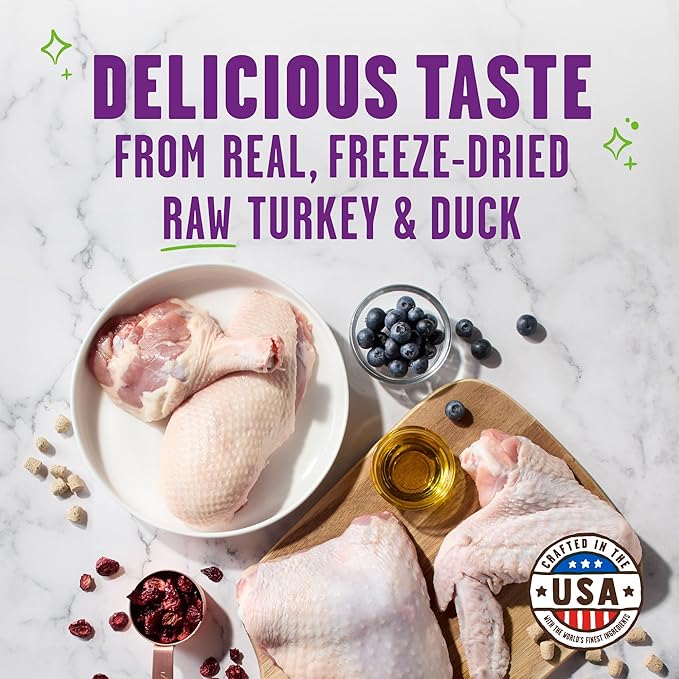 Stella & Chewy's Meowfulls Freeze Dried Cat Treats - Turkey & Duck Recipe - Raw Protein with Probiotics & Salmon Oil - 1 Calorie Per Treat - 1.5 oz