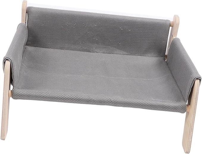 Cat Hammock, High Strength Pine Wood Minimalist Design Elevated Multifunctional Cat Furniture, Elevated Bed with for Cats Kittens and Puppies (Grey)