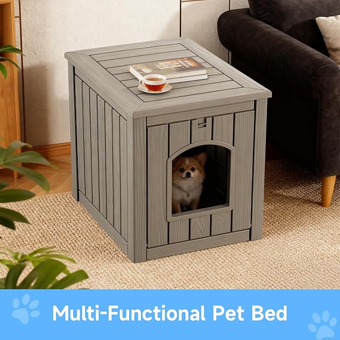 DRATO Outdoor Cat House - Weatherproof Resin Cat Igloo Shelter, Durable & Insulated, Easy Assembly Cat House for Garden, Patio, Backyard Use (Gray, 18.46 * 23.62 * 21.42)