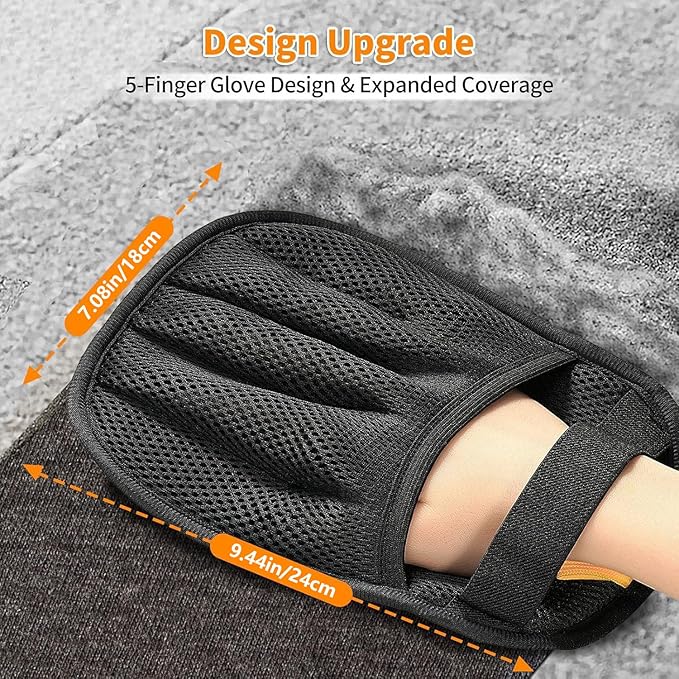 Pawsome Pets Pet Hair Removal Glove Gift Set for Cats & Dogs, Upgraded Five-Finger Electrostatic Pet Hair Gloves, Reusable Magic Brush Pet Hair Remover Tool for Laundry, Couch, Carpet, Car Seat
