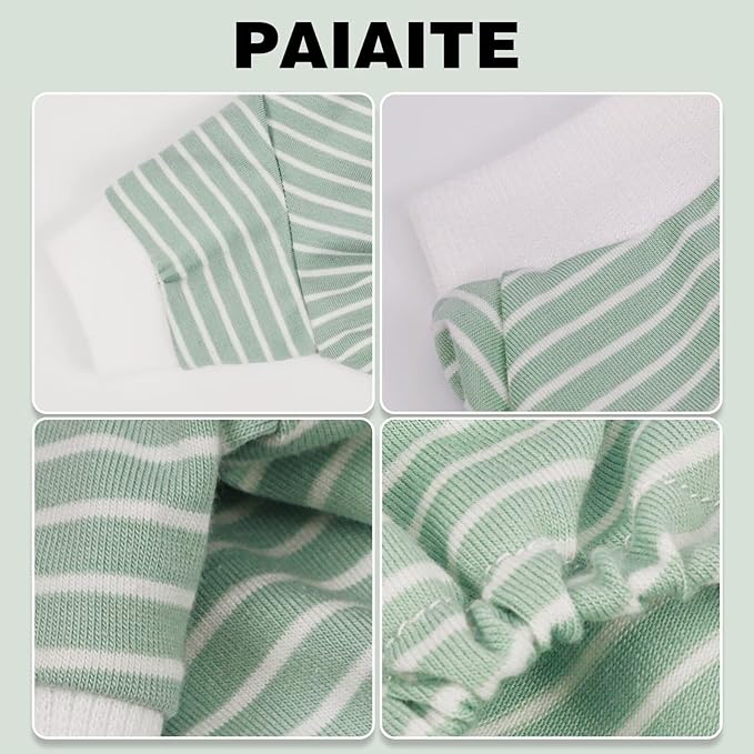 Paiaite Blue Striped Dog Pajamas: 4-Legged Cotton Stretchable Jumpsuit Pjs - Lightweight Cozy Puppy Onesie Clothes, Comfortable Pet Sleepwear for Hair Shedding Coverage M