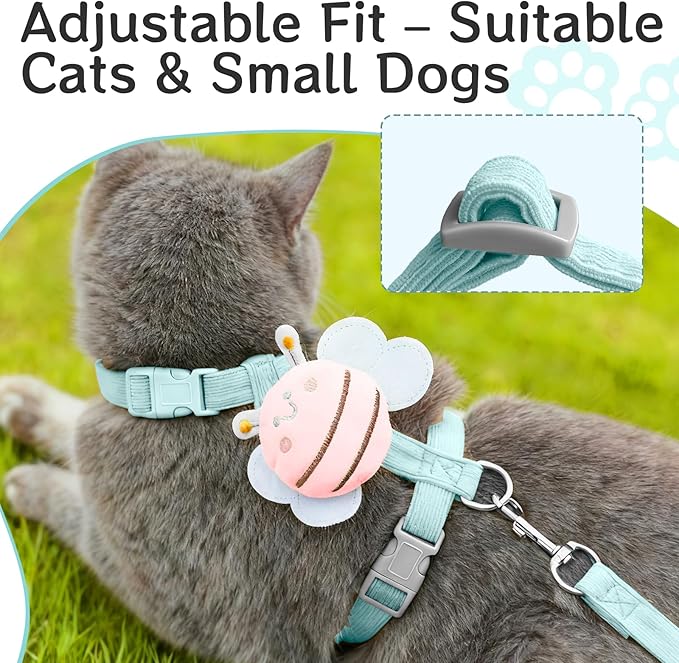 Cat Harness and Leash Set - Breathable Adjustable Soft Vest for Cats, Escape Proof Kitten Harness for Easy Control and Daily Outdoor Walking