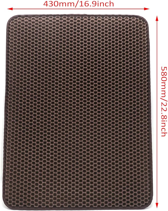HongK- Pet Supplies Cats Litter & Housebreaking 58X43 Brown Cat litter Mat Double Layer Pad Trapper Folding Pad EVA Foam Rubber