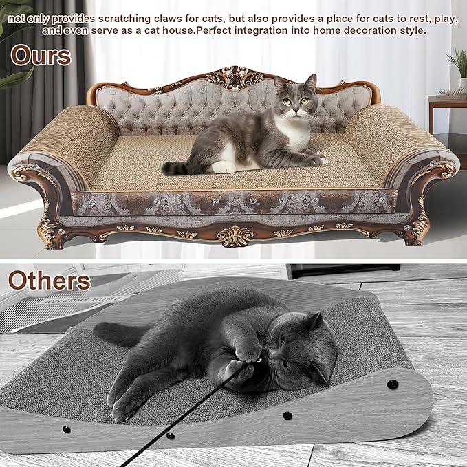 COOZMENT Sofa Shaped Scratching Couch,Thick Scratching Cardboard, Lounge Bed for Indoor Rest&Play, Sofa Scratcher Pad (39.4" L X 14.4 "W X 14" H)