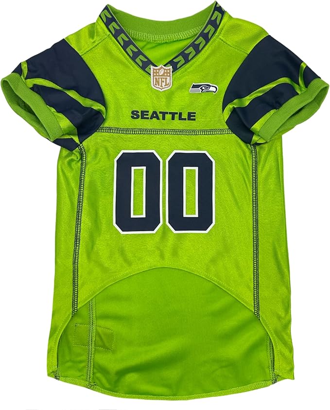 Pets First NFL Seattle Seahawks Color Rush Dog Jersey, Size: X-Large, Green, Striped, Varsity Stripes, Breathable Fabric, Machine Wash, 1 Count