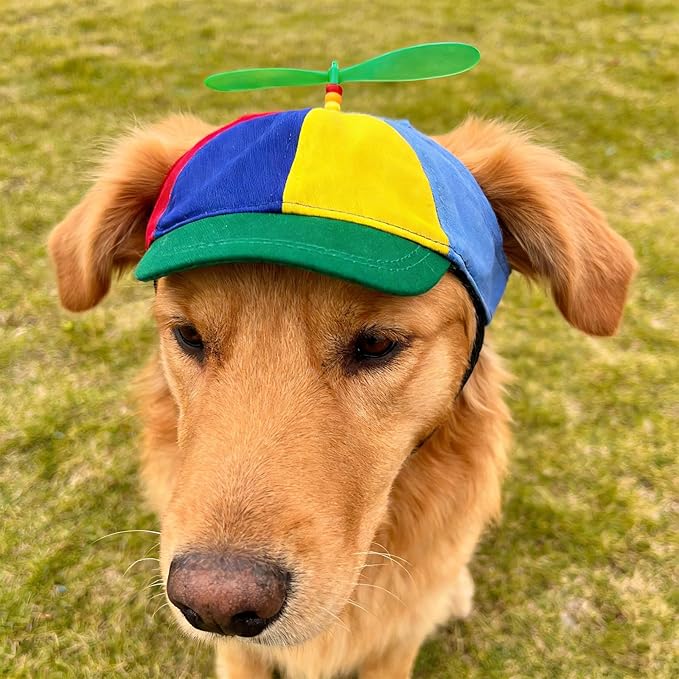 Cats Dogs Propeller Hat Halloween Costume Accessory for Cats Dogs Cute Funny Colorful Pets Rainbow Helicopter Hat Baseball Cap