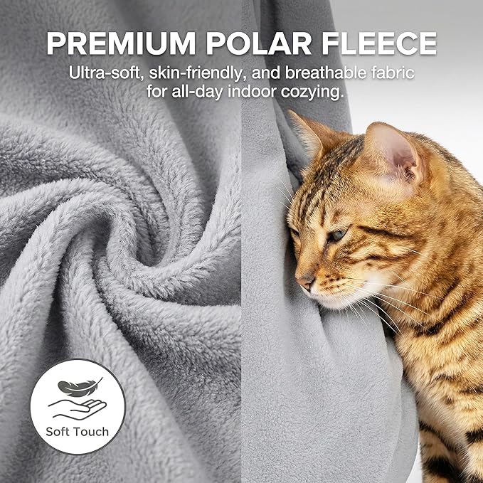 Donut Cat Sling Carrier, Soft Polar Fleece Hands-Free Pouch for Small Pets 3-13 lbs, Lightweight Indoor Cuddle Bag (Light Gray)